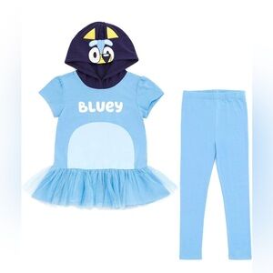 Bluey Costume Kids Size 6 Hooded T Shirt Tutu & Leggings includes Headband Ears!